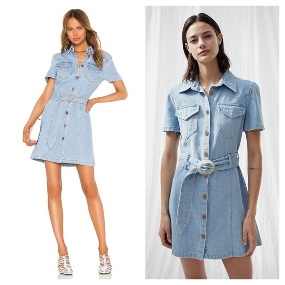 NANUSHKA / Mora Belted Denim Dress 80s wash mini XS - Picture 1 of 11